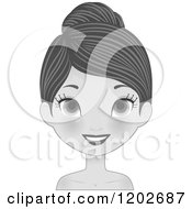 Clipart Of A Grayscale Young Woman Wearing Her Hair Up Royalty Free Vector Illustration