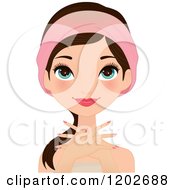 Clipart Of A Young Brunette Woman With Blue Eyes With Spa Manicured Nails Royalty Free Vector Illustration by Melisende Vector