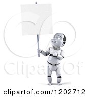 Clipart Of A 3d Baby Robot Pointing Up At A Sign Royalty Free CGI Illustration