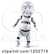 Clipart Of A 3d Baby Robot Walking Forward Royalty Free CGI Illustration