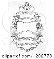 Clipart Of A Distressed Wedding Invitation With Text Space A Crown And Sketched Swirls Royalty Free Vector Illustration