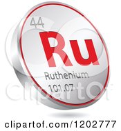 Poster, Art Print Of 3d Floating Round Red And Silver Ruthenium Chemical Element Icon