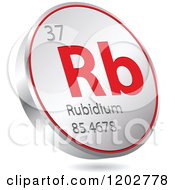Poster, Art Print Of 3d Floating Round Red And Silver Rubidium Chemical Element Icon