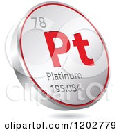 Poster, Art Print Of 3d Floating Round Red And Silver Platinum Chemical Element Icon