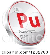 Poster, Art Print Of 3d Floating Round Red And Silver Plutonium Chemical Element Icon