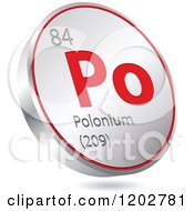 Poster, Art Print Of 3d Floating Round Red And Silver Polonium Chemical Element Icon