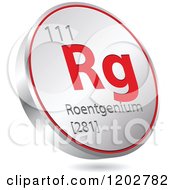 Poster, Art Print Of 3d Floating Round Red And Silver Roentgenium Chemical Element Icon