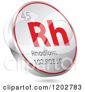 Poster, Art Print Of 3d Floating Round Red And Silver Rhodium Chemical Element Icon