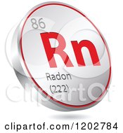Poster, Art Print Of 3d Floating Round Red And Silver Radon Chemical Element Icon