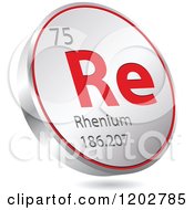 Poster, Art Print Of 3d Floating Round Red And Silver Rhenium Chemical Element Icon