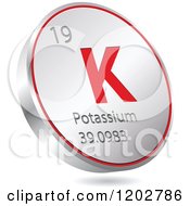 Poster, Art Print Of 3d Floating Round Red And Silver Potassium Chemical Element Icon