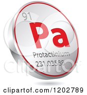 Poster, Art Print Of 3d Floating Round Red And Silver Protactinium Chemical Element Icon