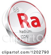 Poster, Art Print Of 3d Floating Round Red And Silver Radium Chemical Element Icon