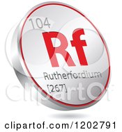 Poster, Art Print Of 3d Floating Round Red And Silver Rutherfordium Chemical Element Icon