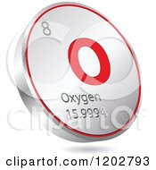 Poster, Art Print Of 3d Floating Round Red And Silver Oxygen Chemical Element Icon