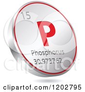 Poster, Art Print Of 3d Floating Round Red And Silver Phosphorus Chemical Element Icon