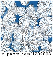 Poster, Art Print Of Seamless Pattern Of White Flowers On Blue