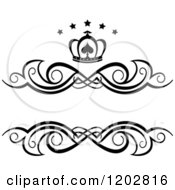 Poster, Art Print Of Vintage Black And White Swirl Frame With A Crown And Luxury Stars 3