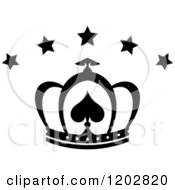 Clipart Of A Black And White Crown With Luxury Stars 4 Royalty Free Vector Illustration