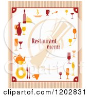 Poster, Art Print Of Restaurant Menu With Dishes Over Stripes
