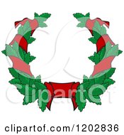 Poster, Art Print Of Green Leaf And Red Ribbon Wreath Coat Of Arms 2