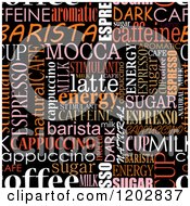 Seamless Coffee Word Collage Over Black