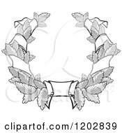 Poster, Art Print Of Grayscale Leaf And Ribbon Wreath Coat Of Arms 2