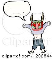 Cartoon Of A Person In A Witch Doctor Mask Speaking Royalty Free Vector Illustration