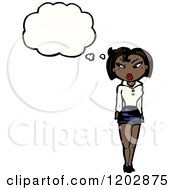 Cartoon Of An African American Girl Thinking Royalty Free Vector Illustration