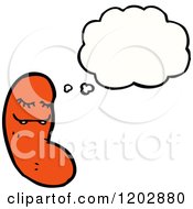 Cartoon Of A Thinking Sausage Royalty Free Vector Illustration