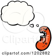 Cartoon Of A Thinking Drooling Sausage Royalty Free Vector Illustration by lineartestpilot