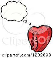 Cartoon Of A Valentine Heart Thinking Royalty Free Vector Illustration