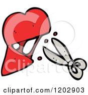 Cartoon Of A Valentine Heart And Scissors Royalty Free Vector Illustration