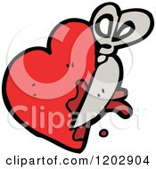 Cartoon Of A Valentine Heart And Scissors Royalty Free Vector Illustration