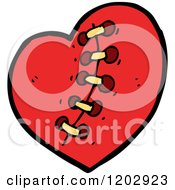 Cartoon Of A Stiched Valentine Heart Royalty Free Vector Illustration by lineartestpilot