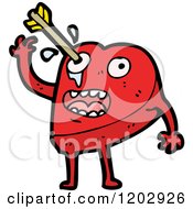 Cartoon Of A Valentine Heart With An Arrow Royalty Free Vector Illustration