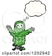 Cartoon Of A Skull Monster Thinking Royalty Free Vector Illustration