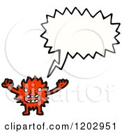 Cartoon Of A Flame Monster Speaking Royalty Free Vector Illustration