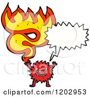 Cartoon Of A Flame Monster Speaking Royalty Free Vector Illustration by lineartestpilot