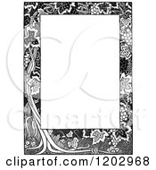 Poster, Art Print Of Vintage Black And White Floral Grape Page Border
