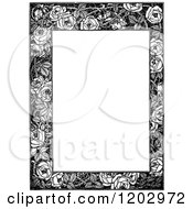Poster, Art Print Of Vintage Black And White Floral Rose Page Border
