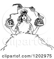 Clipart Of A Vintage Black And White Lost Princess Of Oz Woman Royalty Free Vector Illustration by Prawny Vintage