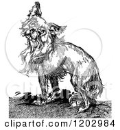 Clipart Of A Vintage Black And White Lost Princess Of Oz Dog Royalty Free Vector Illustration