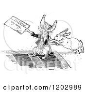 Clipart Of A Vintage Black And White Rabbit Delivering A Message Royalty Free Vector Illustration by Prawny Vintage