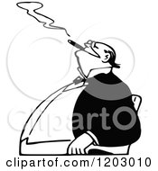 Poster, Art Print Of Vintage Black And White Man Smoking A Cigar