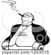 Poster, Art Print Of Vintage Black And White Man Smoking A Cigar