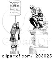 Poster, Art Print Of Vintage Black And White Couple And The Thinker Statue