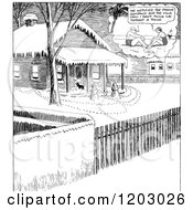 Cartoon Of A Vintage Black And White Couple On Vacation And Their Home In Winter Royalty Free Vector Clipart by Prawny Vintage
