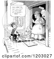 Cartoon Of A Vintage Black And White Couple And Dog Talking To A Politician Royalty Free Vector Clipart