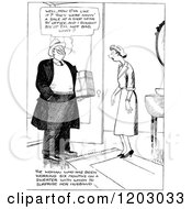 Cartoon Of A Vintage Black And White Couple At A Door Royalty Free Vector Clipart